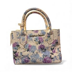Christian Siriano Floral Satchel - Cream and Purple